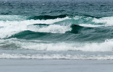 Stormy and wavy sea at Varanger peninsula, Northern Norway
