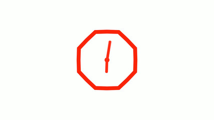 New red color 12 hours counting down clock icon on white background, Red clock icon