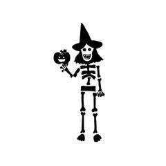 Funny Halloween skeleton with pumpkin