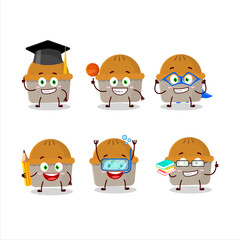 School student of meat pie cartoon character with various expressions