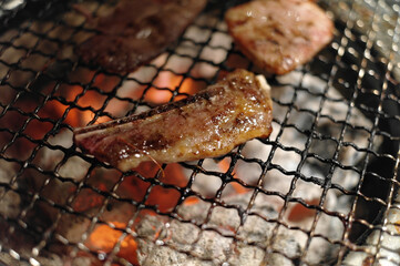 Close up shot of Korean style barbecue