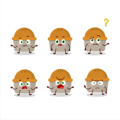 Cartoon character of meat pie with what expression