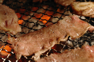 Close up shot of Korean style barbecue