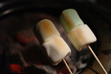 Close up shot of grilled Marshmallow