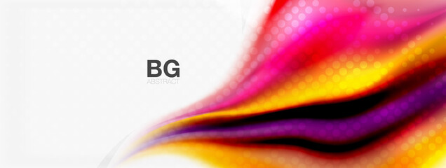 Abstract Background. Smooth flowing lines, blurred waves, rainbow color style stripes. Vector illustrations for covers, banners, flyers and posters and other