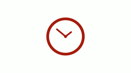 Red dark circle 12 hours counting down clock icon on white background, red clock icon