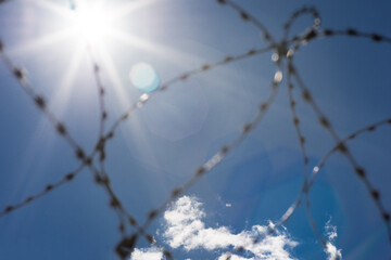 Barbed wire against the sky
