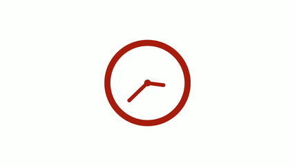 Amazing red color 12 hours counting down clock icon on white background, Clock icon, Circle clock icon