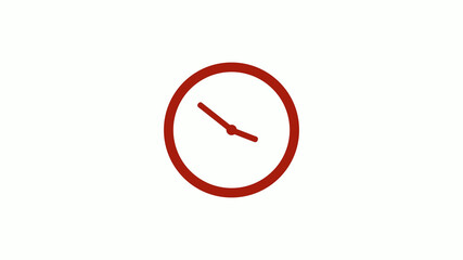 Amazing red color 12 hours counting down clock icon on white background, Clock icon, Circle clock icon