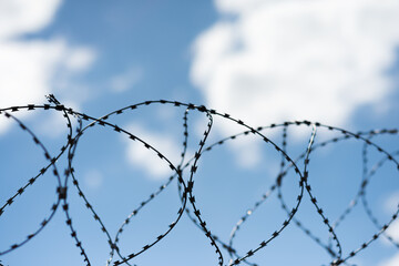 Barbed wire against the sky