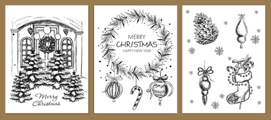 Christmas Greeting card. Design element in doodle style.