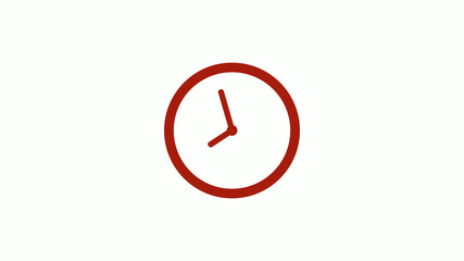New red color 12 hours clock icon on white background, New red color clock icon