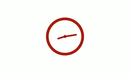 Amazing red color 12 hours counting down clock icon on white background, Clock icon, Circle clock icon