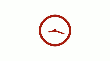 Amazing red color 12 hours counting down clock icon on white background, Clock icon, Circle clock icon