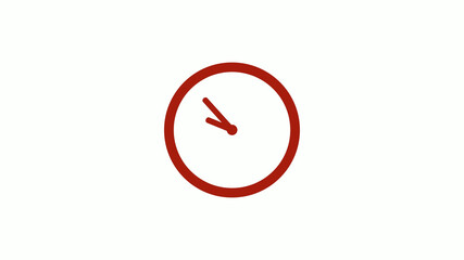 New red color 12 hours clock icon on white background, New red color clock icon