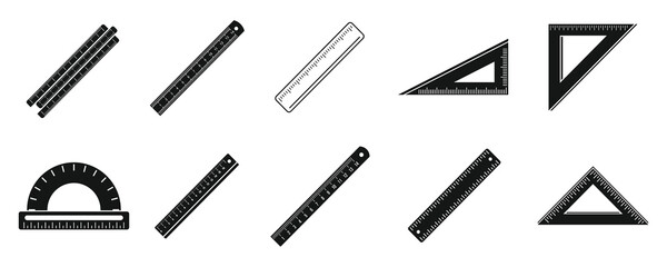 Naklejka premium Ruler measure icons set. Simple set of ruler measure vector icons for web design on white background