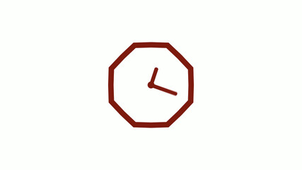 New red dark 12 hours clock icon on white background, New clock icon