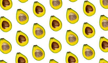 Avocado composition for background design. Tropical fruit styled into patterns for wallpaper