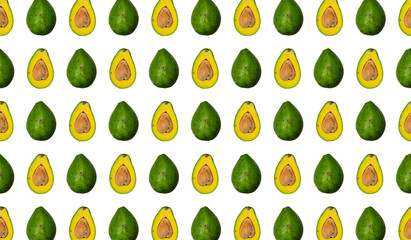 Avocado composition for background design. Tropical fruit styled into patterns for wallpaper