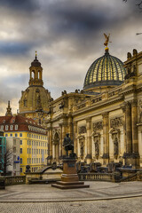 Obraz premium Dresden Frauenkirche Zwinger Deutschland Kreuzkirche Fürstenzug Elbe 