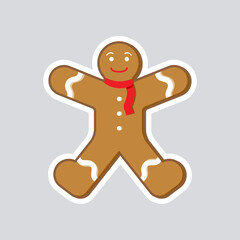 Christmas gingerbread man cookie. Isolated vector illustration.