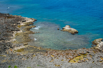Volcanic rock formation at the shore