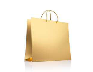 Edle goldene Einkaufstasche auf weissem Hintergrund