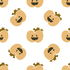 Halloween seamless pattern with funny pumpkins