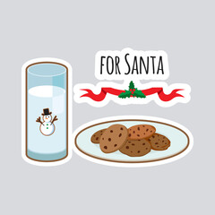 Milk and cookies for Santa. Isolated vector illustration.
