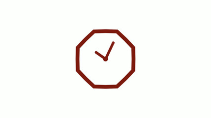 New red dark counting down cock icon on white background, 12 hours clock icon