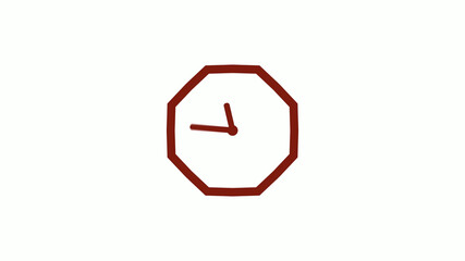 New red dark counting down cock icon on white background, 12 hours clock icon