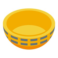 Yellow plate icon. Isometric of yellow plate vector icon for web design isolated on white background