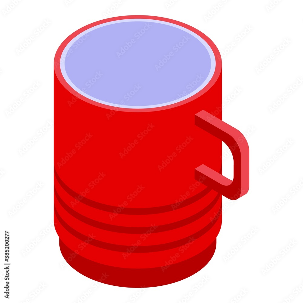 Poster red mug icon. isometric of red mug vector icon for web design isolated on white background