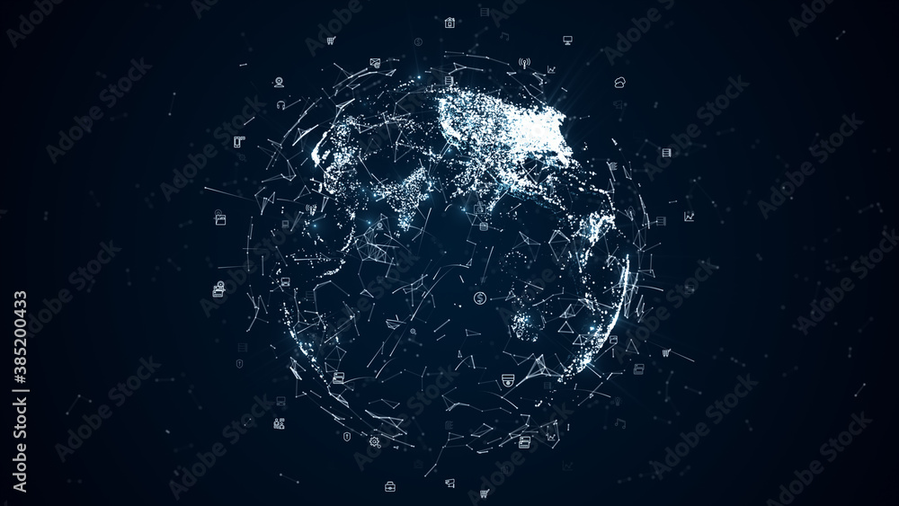 Poster digital data network connections with icon and global communication. 5g high-speed connection data a