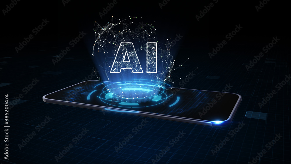Poster smart phone of 5g high speed internet connection of internet of things iot, artificial intelligence 