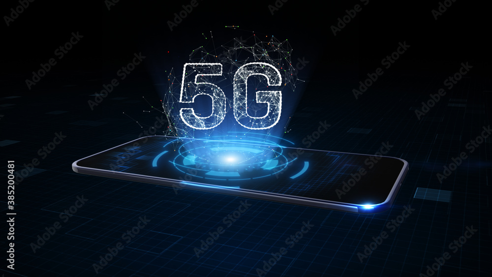 Poster smart phone of 5g high speed internet connection of internet of things iot, technology network digit