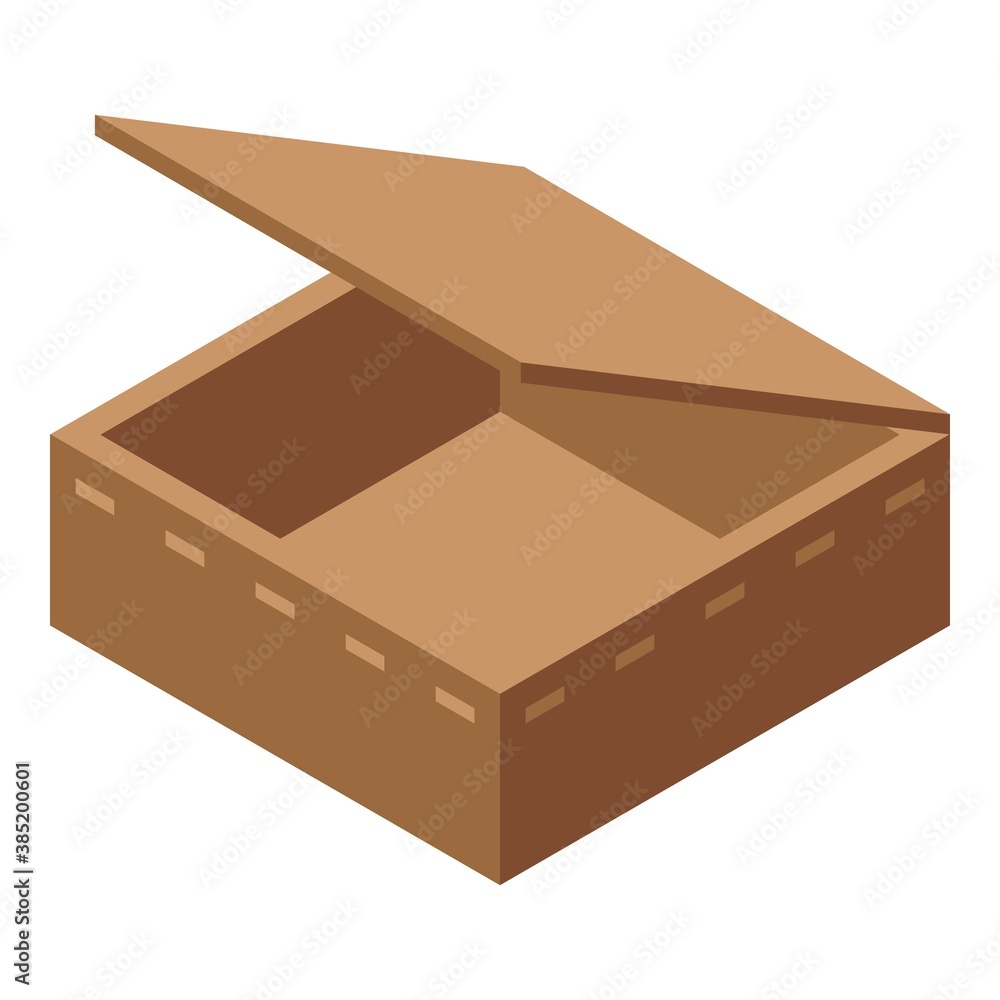 Poster open carton box icon. isometric of open carton box vector icon for web design isolated on white back