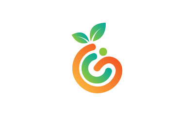 Creative Vector Illustration Logo Design. Initial Letter G and Letter i with Fruit Concept. Fruit Store
