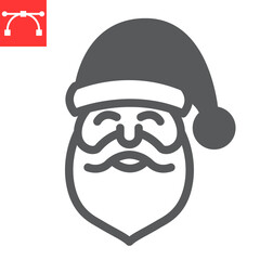 Santa Claus glyph icon, merry christmas and xmas, new year sign vector graphics, editable stroke solid icon, eps 10.