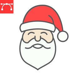 Obraz na płótnie Canvas Santa Claus color line icon, merry christmas and xmas, new year sign vector graphics, editable stroke filled outline icon, eps 10.