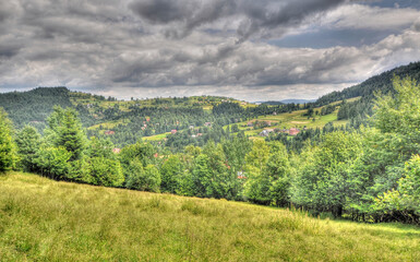 landscape with mountains and blue sky