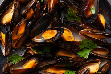 Traditional seafood mussels