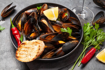 Traditional seafood mussels