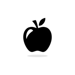 Apple black silhouette isolated white background
