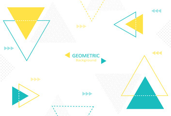 Minimal geometric abstract on white background. Element design with triangle shapes and decorate with lines and dots pattern. Copy space for text. Vector Illustration.