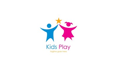 Obraz na płótnie Canvas Kids play logo vector, Children logo design template