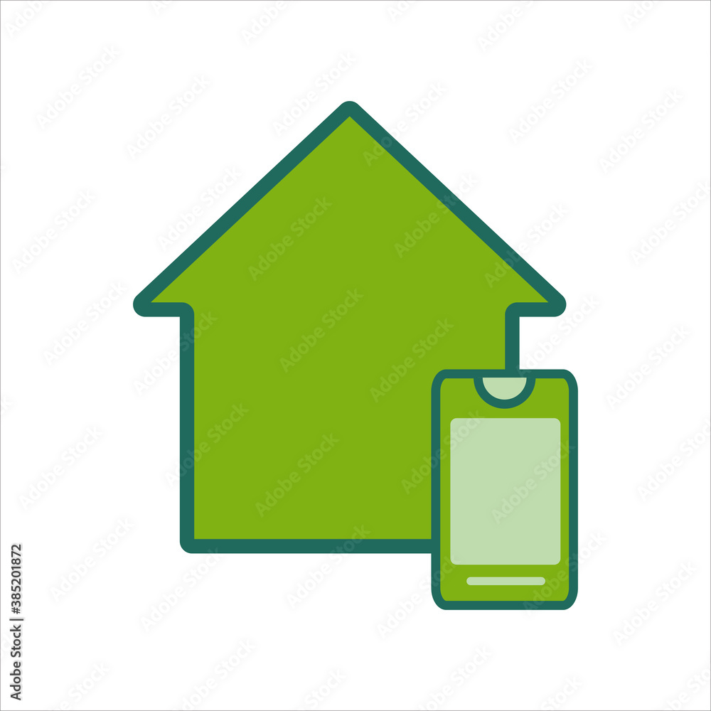 Poster home icon. home icon with smartphone . home icon concept for mobile and web design, design element. 