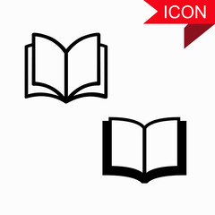 Open book outline icon for graphic and web design