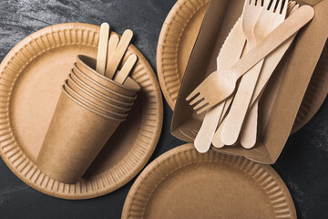 Eco-friendly disposable craft paper tableware for zero waste life style