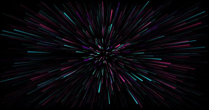 Abstract creative speed background. Speed of pink and blue light, neon glowing rays in motion.